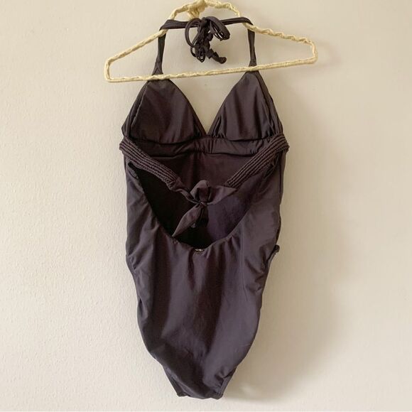 Pilyq Island Embroidered Halter One Piece in Coco - Picture 8 of 10